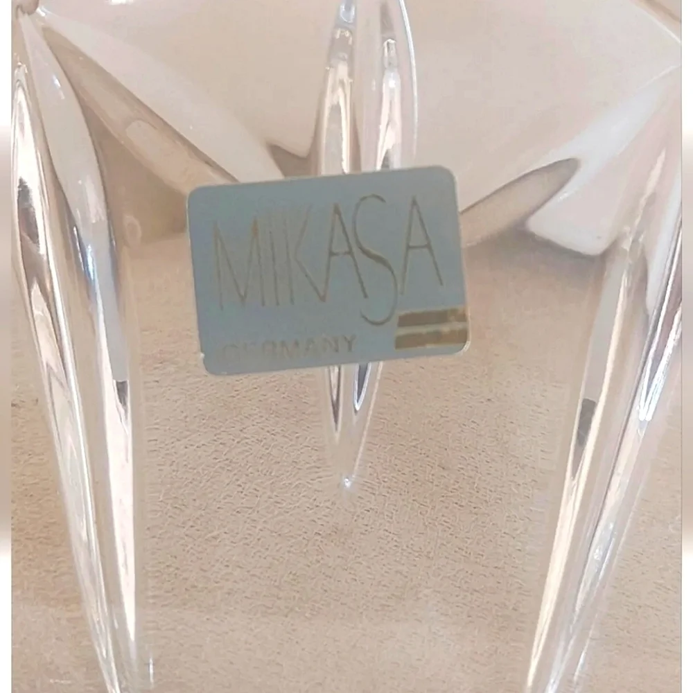 𝅺NEW MIKASA CRYSTAL CANDY DISH Y2k Glass RARE VINTAGE COLLECTIBLE NIB LOT OF 2